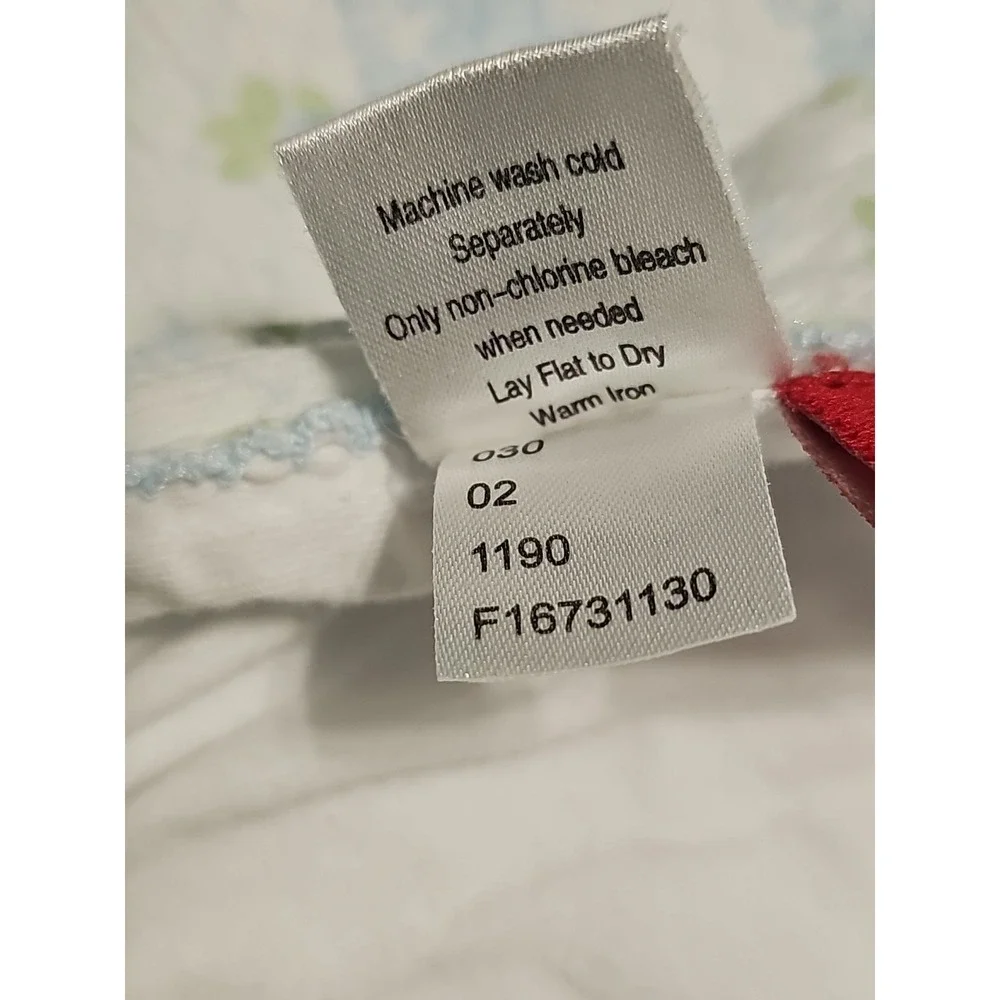 AMY COE Limited Edition Blue Floral 100%‎ Cotton Knit Baby Blanket- RARE